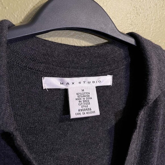 Max Studio Charcoal Gray Knit Polo Collar Shift Dress – Size M - Picture 3 of 4